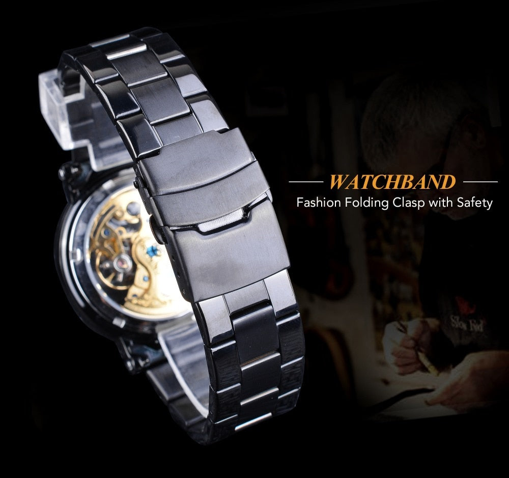 Diamond Mechanical Wrist Watch Mens - Hellopenguins